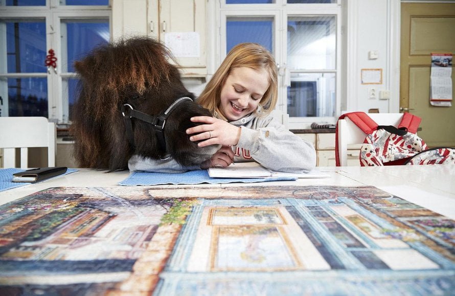 ”Yleensä saan ottaa ponin sisälle, kun lupaan siivota muutaman ylimääräisen karsinan. Isää pitää taivutella enemmän kuin äitiä", Patricia kertoo. Kuva: <span class="photographer">Juha Salminen</span>