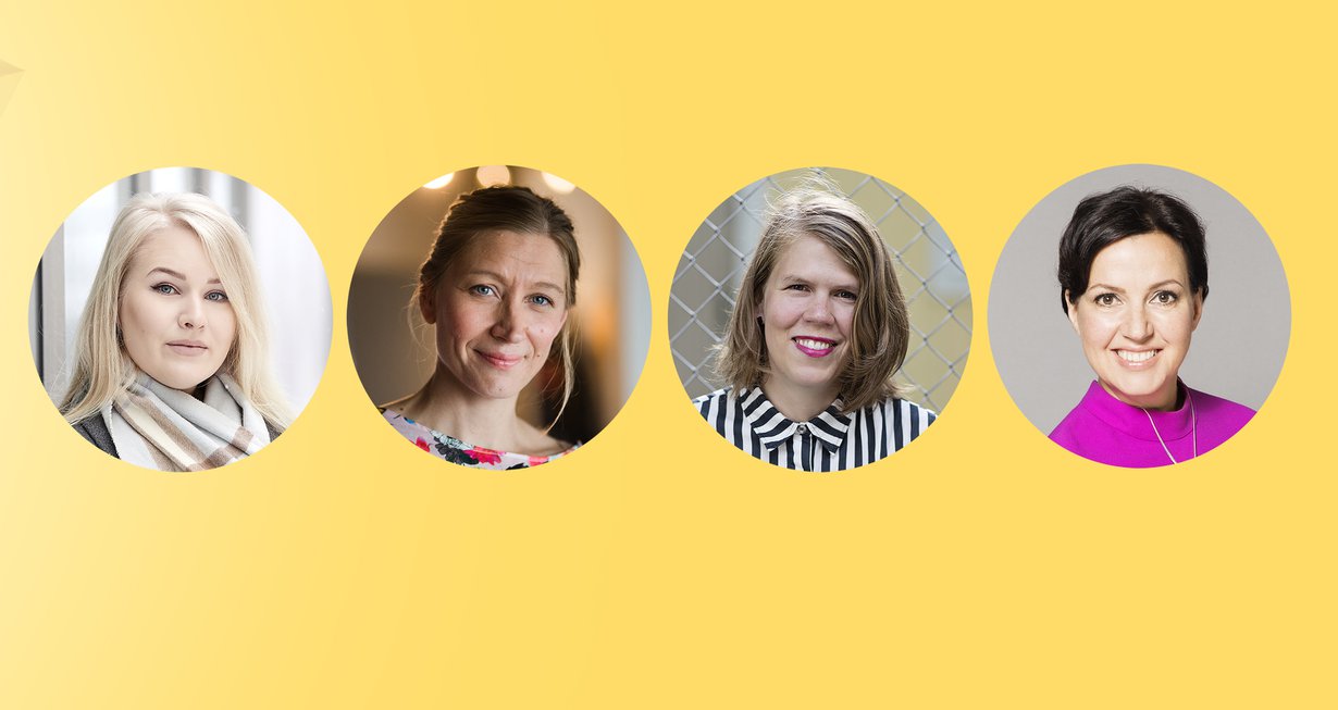 Jamilla Heiskanen, Merja Mähkä, Julia Thurén ja Unna Lehtipuu.