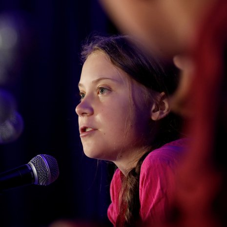 Greta Thunberg kuvattuna 23. syyskuuta YK:n ilmastokokouksessa pitämänsä puheen aikana.