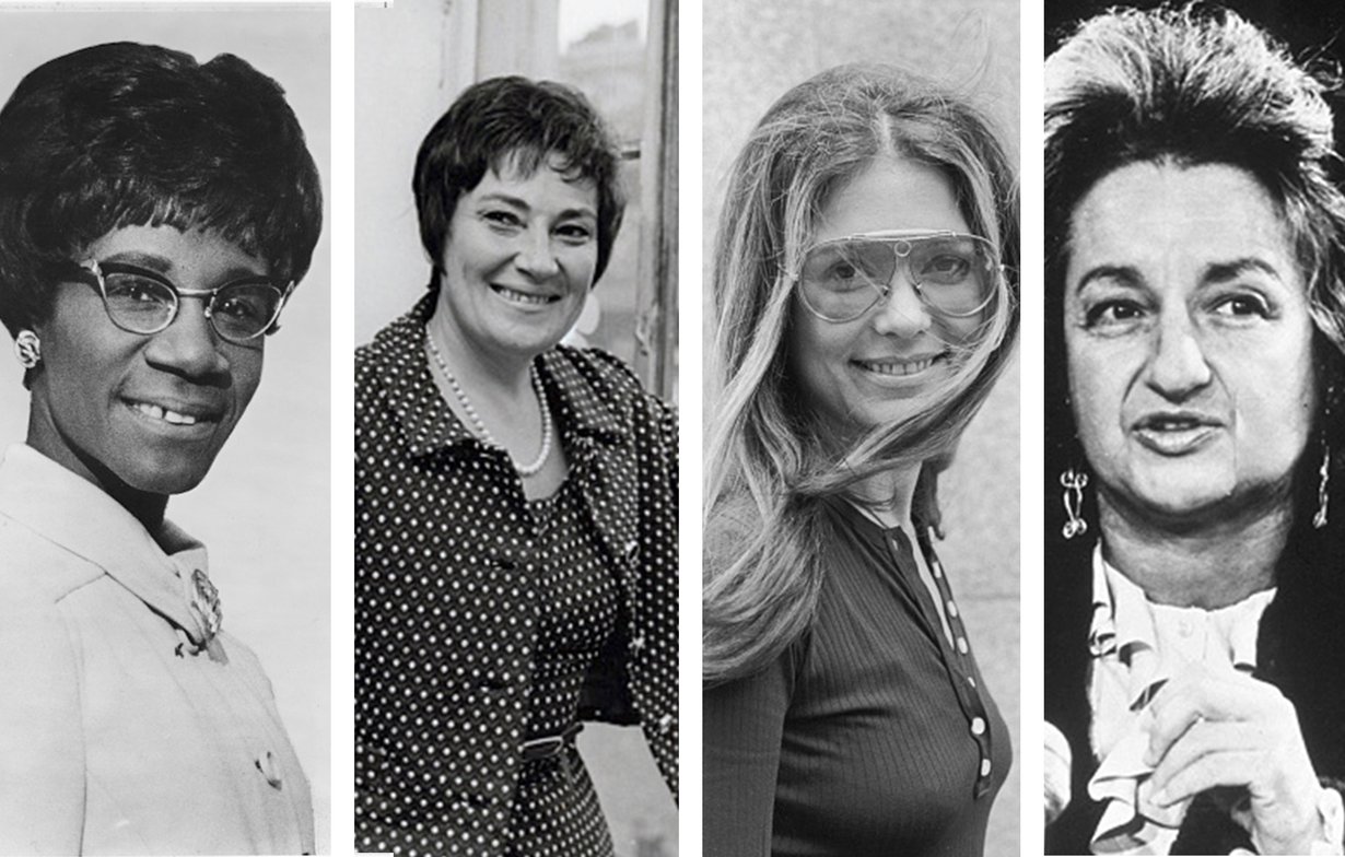 Shirley Chisholm (vas.), Bella Abzug, Gloria Steinem ja Betty Friedan muistuivat ihmisten mieliin Mrs. America -sarjan ansiosta. Vain Steinem on enää elossa.