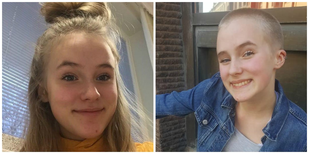 Linda ennen ja jälkeen hiustenleikkauksen. Kuvat: Linda Putkosen kotiarkisto.