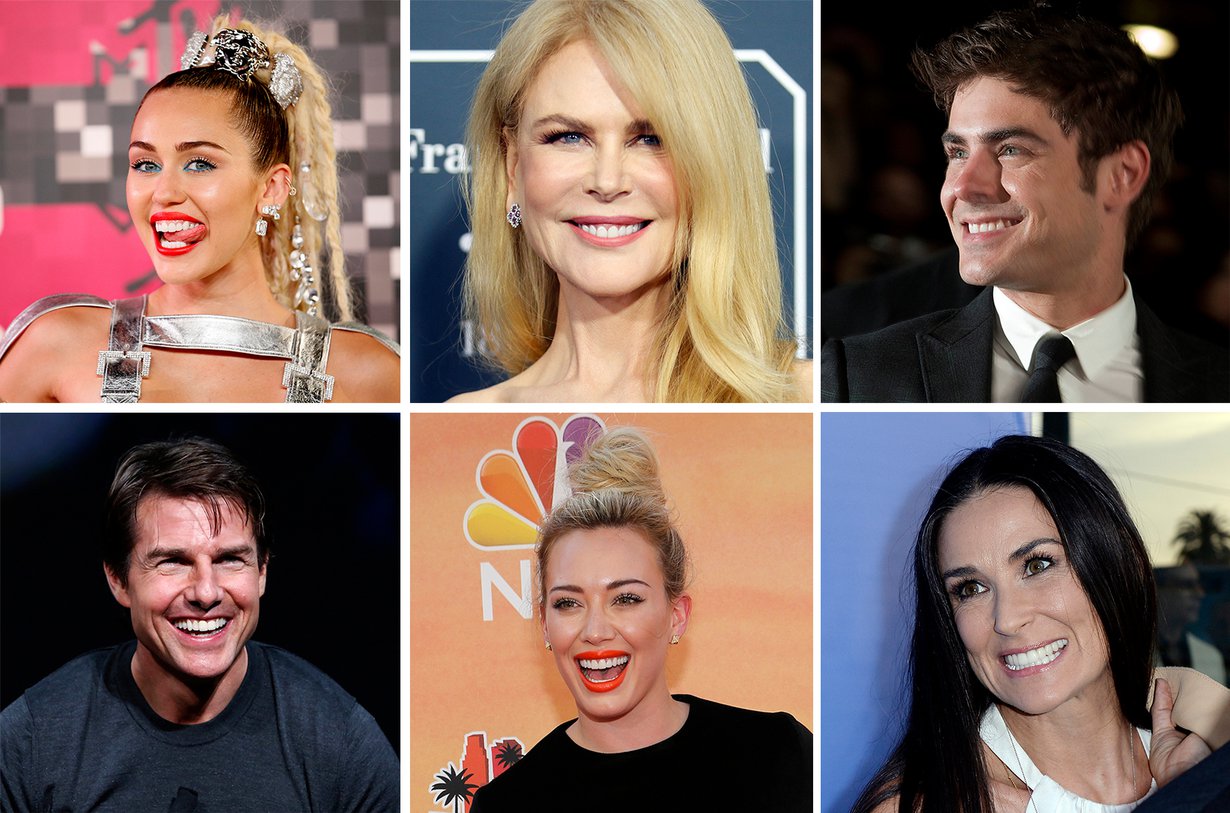 Julkkiksetkaan eivät synny täydellisten hampaiden kanssa. Muun muassa Miley Cyrus, Nicole Kidman, Zac Efron, Tom Cruise, Hilary Duff ja Demi Moore ovat korjauttaneet hymyään.