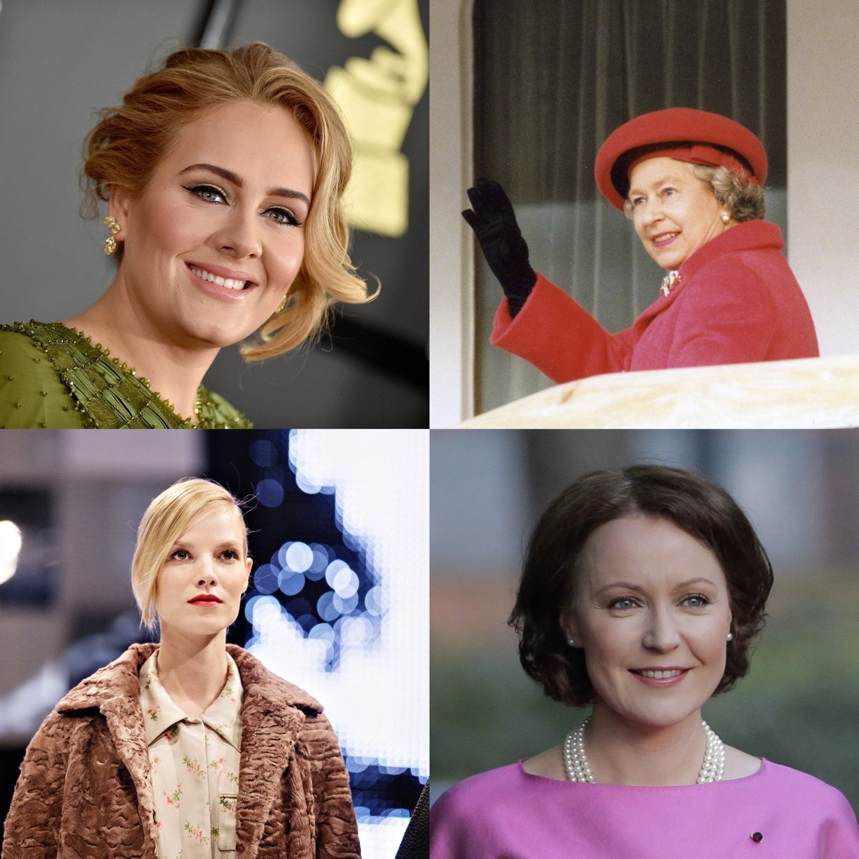 Oletko samaa porukkaa Adelen, Elisabet II:n, Suvi Riggsin tai Jenni Haukion kanssa?